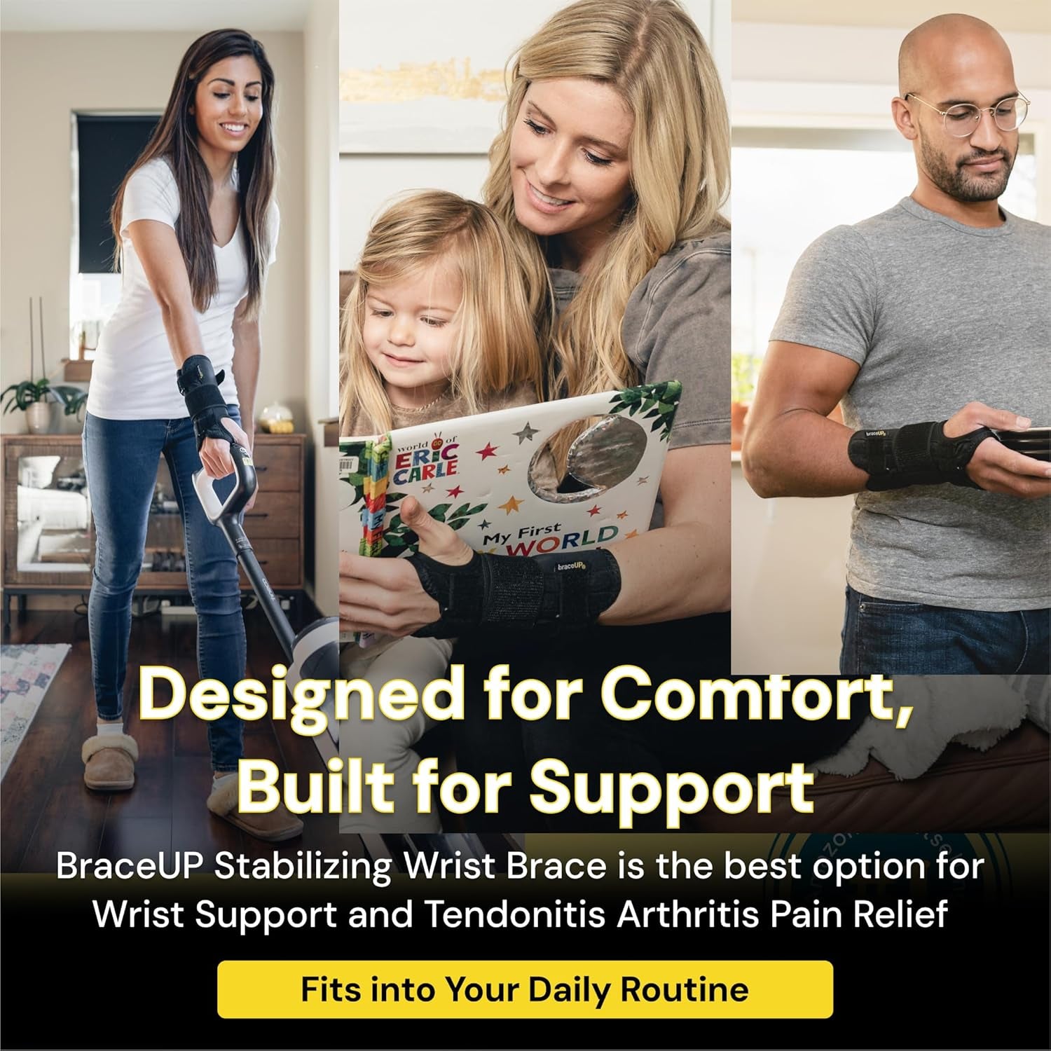 Carpal Tunnel Wrist Brace for Men and Women - Metal Wrist Splint for Hand and Wrist Support and Tendonitis Arthritis Pain Relief